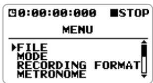 ZOOM H4V2 - At the stereo mode top screen, press the center of the [MENU] key. - 1
