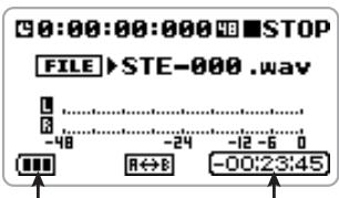 ZOOM H4V2 - Battery capacity/recording time indication (stereo mode only) - 1
