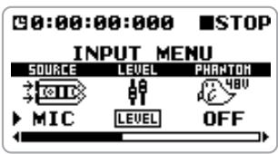 ZOOM H4V2 - At the stereo mode top screen, press the bottom (INPUT MENU) of the [MENU] key. - 1