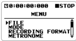ZOOM H4V2 - At the stereo mode top screen, press the center of the [MENU] key. - 1