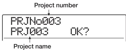 ZOOM MRS1608 - Refer to steps 1 - 2 of "Basic procedure" to bring up the indication "PROJECT NEW" on the display. Then press the [ENTER] key. - 1