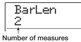 ZOOM MRS1608 - To set the length (number of measures) of the rhythm pattern, use the cursor left/right keys to select the indication "EDIT BarLen", and press the [ENTER] key. - 1