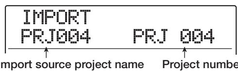 ZOOM MRS1608 - Refer to steps 1 - 5 of "Basic steps for V-take editing" to select the import destination track/V-take and to bring up the indication "IMPORT" on the display. Then press the [ENTER] key. - 1