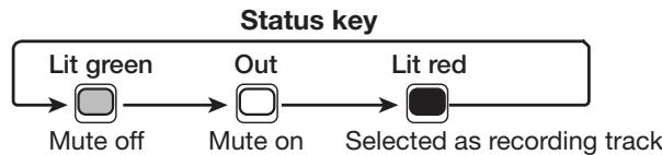 ZOOM MRS1608 - From the main screen, repeatedly press the status key 1 until the key is lit in red. - 2