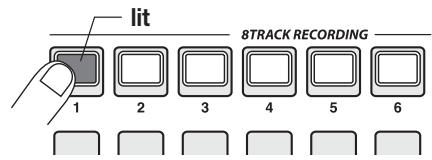 ZOOM MRS1608 - Repeatedly press status key 1 until the key is lit in red. - 1