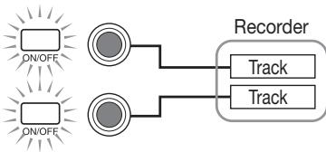 ZOOM MRS4 - - When two recording tracks are selected (tracks 1/2 or tracks 3/4) - 2