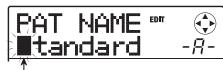 ZOOM MRS8 - Repeatedly press the cursor down key to bring up the indication "PAT NAME" on the display. - 1