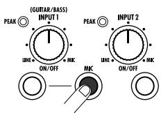 ZOOM MRS8 - To use the built-in mic, press the [MIC] key in the input section so that the key is lit. - 1