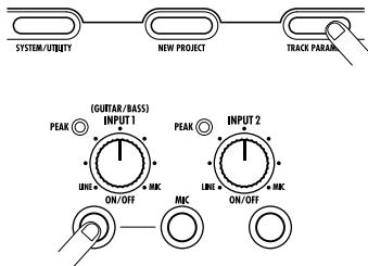 ZOOM MRS8 - To adjust the signal level recorded on a track, press the [TRACK PARAMETER] key in the control section and then press the INPUT [ON/OFF] key. - 1