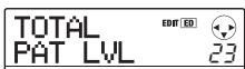 ZOOM MRS8 - To adjust the patch level (the final volume of the patch), use the cursor left/right keys to bring up the indication "TOTAL PAT LVL" on the display, and turn the dial. - 1