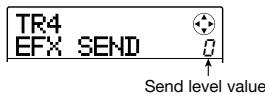 ZOOM MRS8 - Use the cursor up/down keys to bring up the indication "EFX SEND" onto the second line of the display. - 1