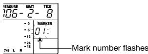 ZOOM MRS8 - From the main screen, use the cursor left/right keys to cause the mark number to flash. - 1