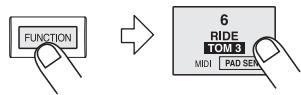ZOOM MRT3 - Nel modo pattern, premete il tasto [FUNCTION] e quindi il pad 6 (MIDI). - 1