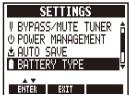 ZOOM MS-50G - | To select the battery type - 2