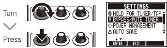 ZOOM MS-50G - | To set the tuner mode - 1