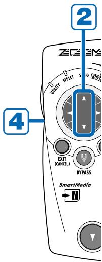 ZOOM PS02 - Use the cursor [ ] / [ ] keys to select song number 1. - 2