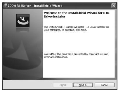 ZOOM R16AI - Start InstallShield Wizard - 1