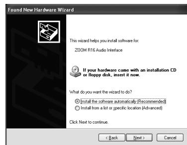 ZOOM R16AI - Start to "Found New Hardware Wizard" - 2