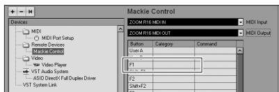 ZOOM R16AI - Click on the "Category" column for that key. - 1