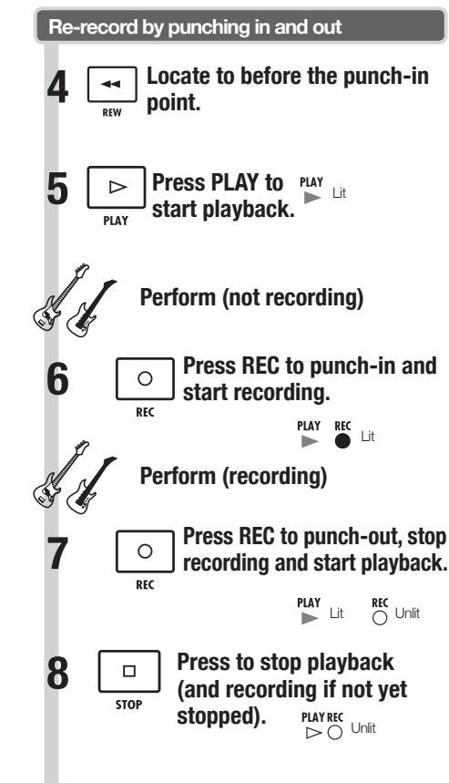 ZOOM R8 - Re-recording part of a track (punch-in/out) - 3