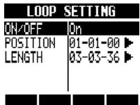 ZOOM R8 - Select ON/OFF and set it to On to enable loop playback. - 1