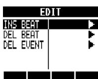 ZOOM R8 - Select INS BEAT to insert beats or DEL BEAT to delete beats. - 1