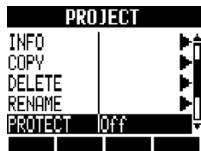 ZOOM R8 - Protecting a project PROJECT >PROTECT - 2
