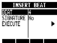 ZOOM R8 - Select BEAT and set the number of beats that you want to insert or delete. - 1