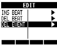 ZOOM R8 - Select DEL EVENT. - 1