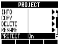 ZOOM R8 - Protecting a project PROJECT >PROTECT - 4