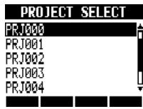 ZOOM R8 - Selecting a project PROJECT > SELECT - 4