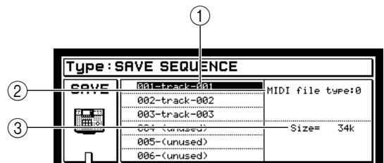 AKAI MPC4000 - Move the cursor to the Type field, and turn the [JOG] dial to select SAVE SEQUENCE. - 1