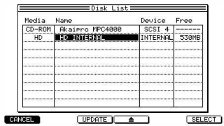 AKAI MPC4000 - Move the cursor to the Disk field and turn the [JOG] dial. - 1