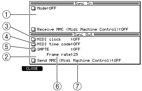 AKAI MPC4000 - Move the cursor to the Sync field, and press the [WINDOW] key. - 1