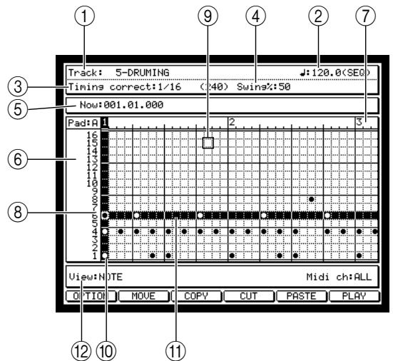 AKAI MPC4000 - In the main page, select a drum-type track and press the [SEQ EDIT] key to access the Sequence Edit page. - 1