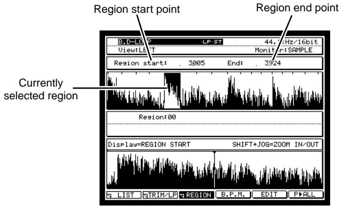 AKAI MPC4000 - Adjusting the region start and region end points - 1