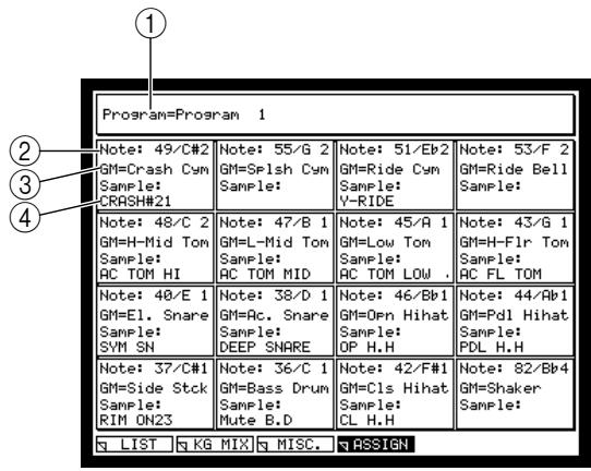 AKAI MPC4000 - Pad assignments for a drum program - 1