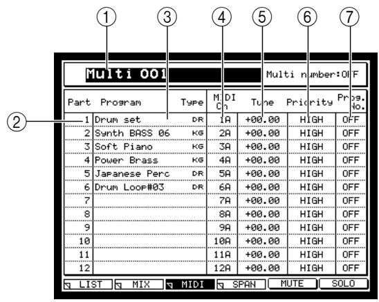 AKAI MPC4000 - Press the [MULTI] key, and then press the [F3] key (MIDI). - 1