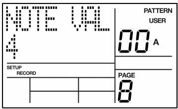 AKAI XR20 - PAGE 8: NOTE VALUE - 1