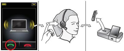 JABRA GO 6470 - 要使用手提電話或軟體式電話接聽來電: - 1