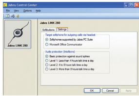 JABRA LINK 280 - The Settings Tab - 1