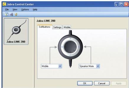 JABRA LINK 280 - USING JABRA CONTROL CENTER WITH THE JABRA LINK 280 CONTROLLER - 1