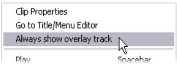 PINNACLE STUDIO 10 PLUS - Displaying and hiding the overlay track - 1