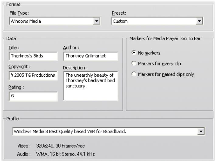 PINNACLE STUDIO 10 PLUS - Make Windows Media file settings - 1