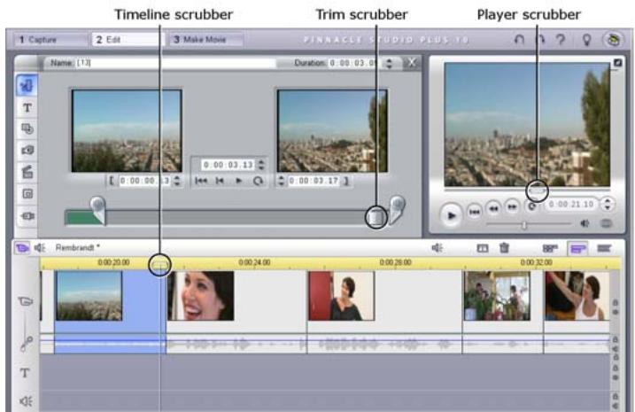 PINNACLE STUDIO 10 PLUS - Positioning: edit line, scrubbers - 1