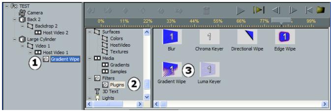 PINNACLE HOLLYWOOD FX V5 - To add the Gradient Wipe plugin: - 1