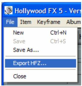 PINNACLE HOLLYWOOD FX V5 - To export a modified or custom-created effect: - 1