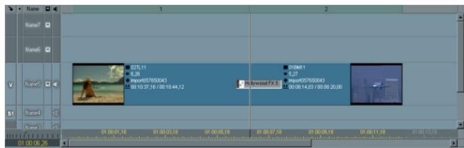PINNACLE HOLLYWOOD FX V5 - To add a transition to the timeline: - 1