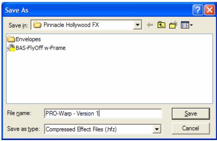 PINNACLE HOLLYWOOD FX V5.5 - To export a modified or custom-created effect: - 2