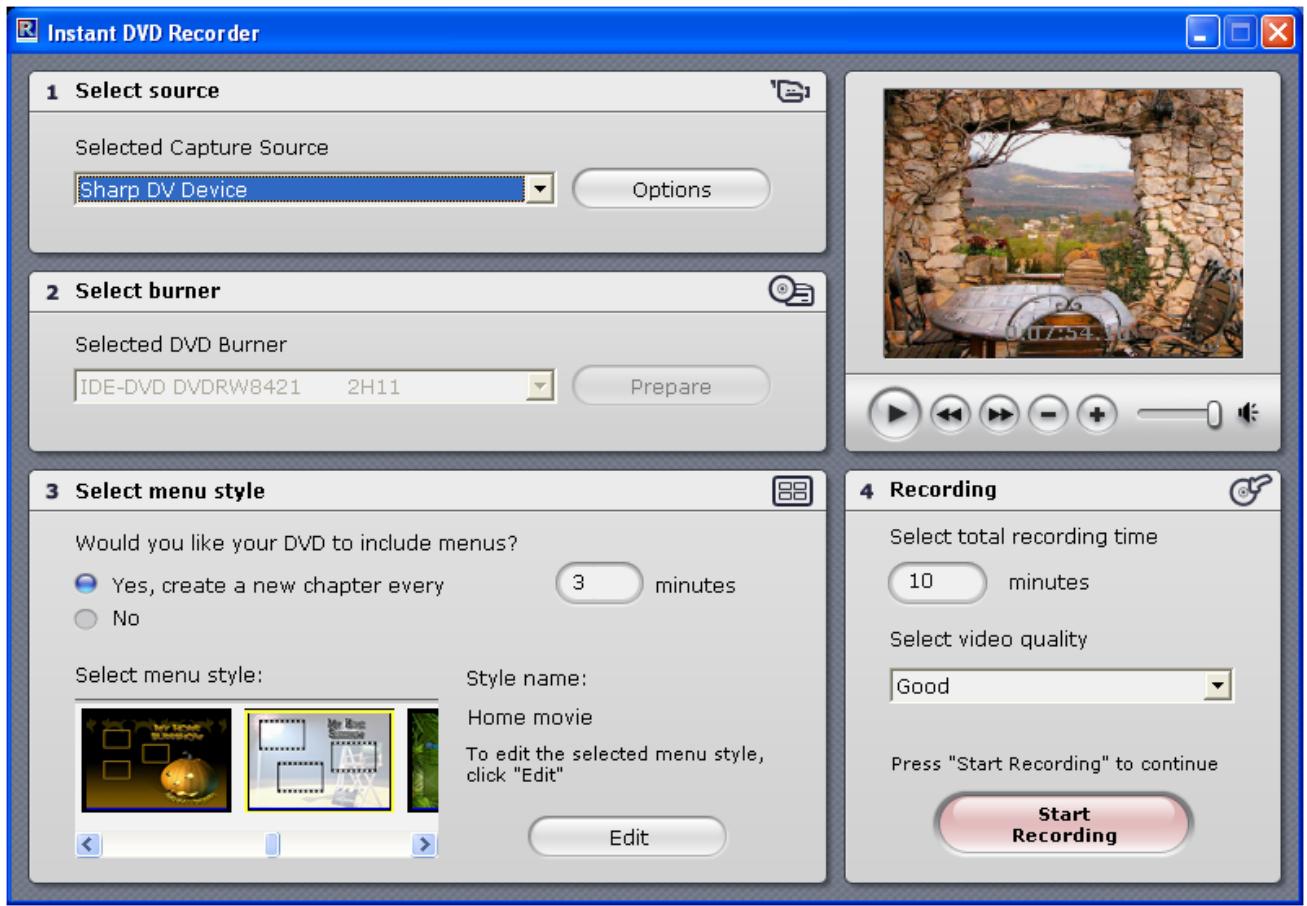 PINNACLE INSTANT DVD RECORDER - Advanced Mode - 1